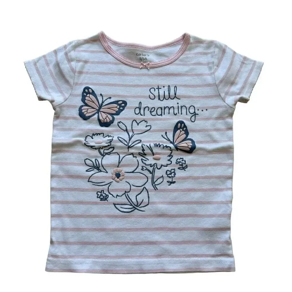 Carter’s Short Sleeves Cotton Snug Fit Girl Pajama Tops Bundle SZ 5T #2087